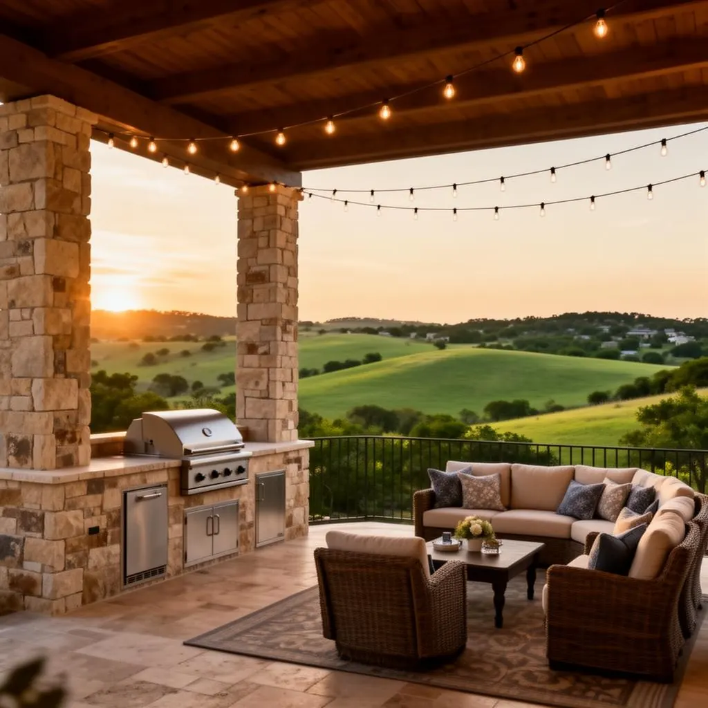 Covered outdoor living space and patio build in the Texas Hill Country